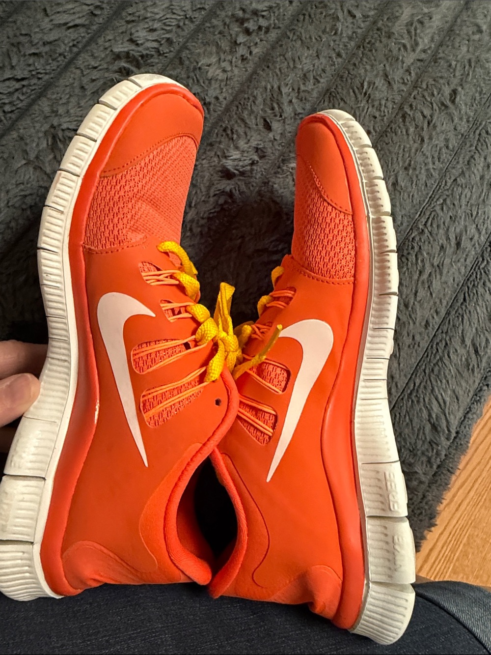 Nike Orange Running Shoes with Yellow Laces - Picture 9 of 12